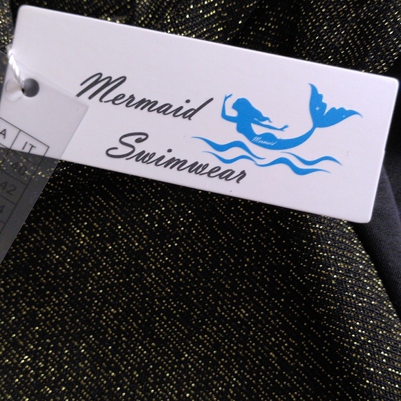 Mermaid Swimwear Size Small High Cut Waist Gold Metallic One Piece Bathing Suit - Picture 4 of 14